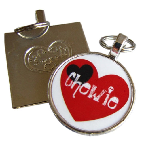 Red and Black Hearts Silver Custom Pet ID Tag