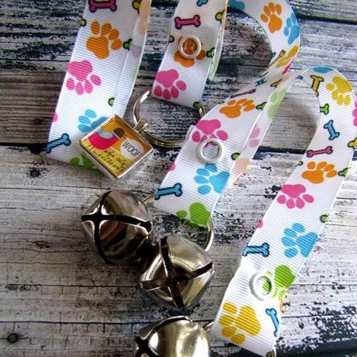 Doggy House Training Bells in Paw Print Pattern