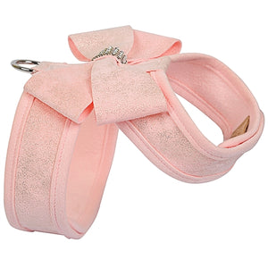 Susan Lanci Puppy Pink Glitzerati Nouveau Bow Tinkie Harness with Puppy Pink Trim