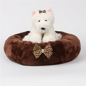 Susan Lanci Spa Bed with Nouveau Bow - Chocolate - Posh Puppy Boutique