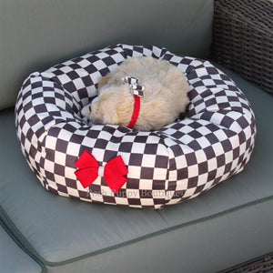 Susan Lanci Windsor Check Collection Bed - Red Nouveau Bow - Posh Puppy Boutique