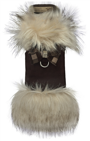Susan Lanci Fawn Gingham Nouveau Bow Ivory Fox Fur Coat
