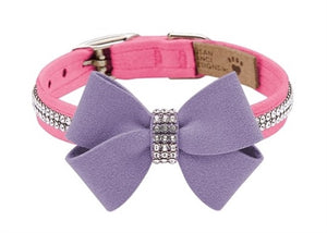 Susan Lanci Perfect Pink and Lavender Nouveau Bow 2 Row Giltmore Collar - Posh Puppy Boutique