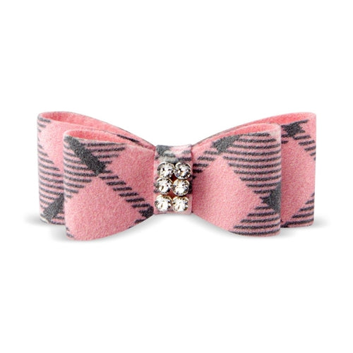 Susan Lanci Scotty Giltmore Hair Bow - Puppy Pink Plaid