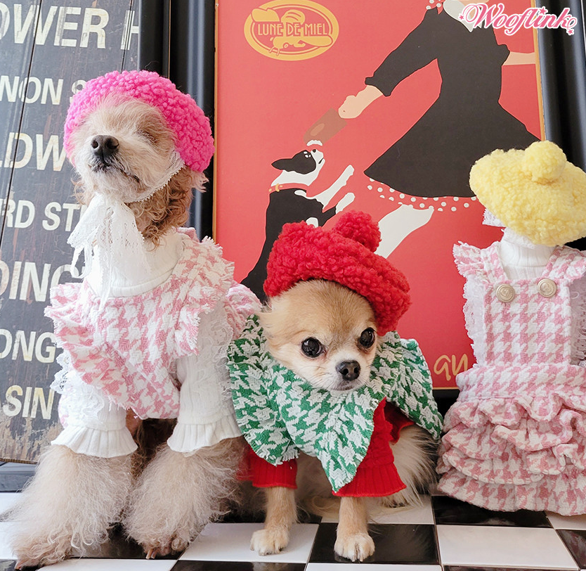 Wooflink Houndstooth Dress in Green Posh Puppy Boutique