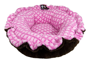 Lily Pod Bed in Pink it Fence and Godiva Brown - Posh Puppy Boutique