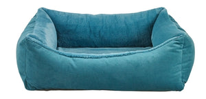 Oslo Ortho Bed in Teal with Breeze Dream Fur - Posh Puppy Boutique