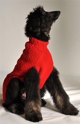 Cable Knit Sweater - Red - Posh Puppy Boutique