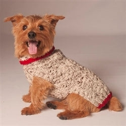 Oatmeal with Red Trim Cable Knit Sweater - Posh Puppy Boutique
