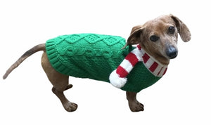 Candy Cane Scarf Sweater - Green - Posh Puppy Boutique