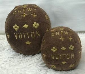 Brown Chewy Vuiton Ball Toy - Posh Puppy Boutique