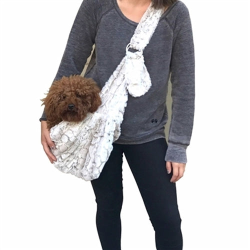 Adjustable Furbaby Sling Bag in Frosted Snow Leopard