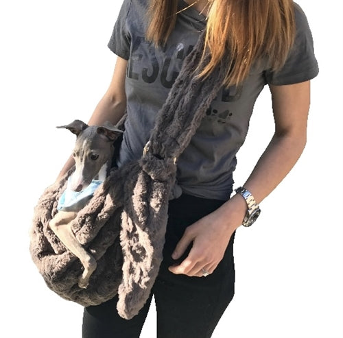 Adjustable Faux Fur Sling Bag Charcoal