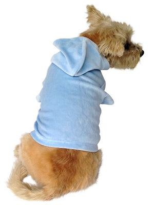 Blue Velour Hoodie Front Zip - Posh Puppy Boutique