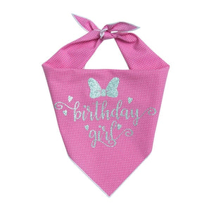 Happy Birthday Girl! Pink Polka Dot Dog Bandana - Posh Puppy Boutique