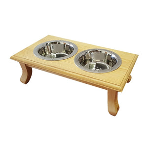 Wooden Double Stainless Steel Pet Diner - Posh Puppy Boutique