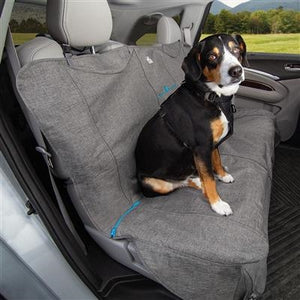 No-Slip Grip Bench Seat Cover - Heather Grey-Coastal Blue - Posh Puppy Boutique