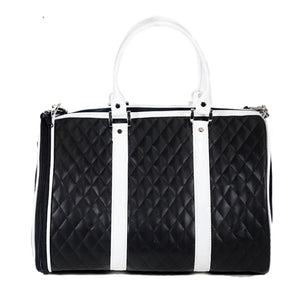 JL Duffel Carrier- Black & White Quilted Luxe - Posh Puppy Boutique