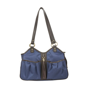 Metro Couture Navy With Brown Leather Trim & Tassel - Posh Puppy Boutique
