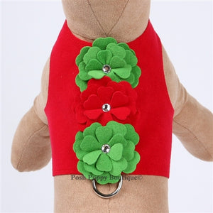 Susan Lanci Red Bailey Harness - Tinkie's Garden Christmas - Posh Puppy Boutique