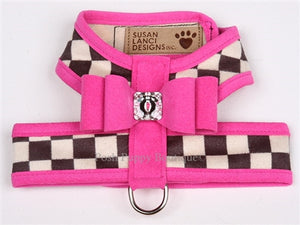 Susan Lanci Contrasting Trim Tinkie Harnesses- Windsor Check Collection -Big Bow Style in Many Colors - Posh Puppy Boutique