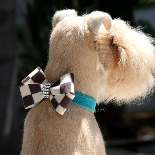 Susan Lanci Windsor Check Collection Ultrasuede Collars- Nouveau Bow Style and Many Colors