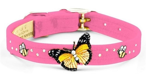 Susan Lanci Butterfly & Bee Collection Ultrasuede Dog Collar in Many Colors