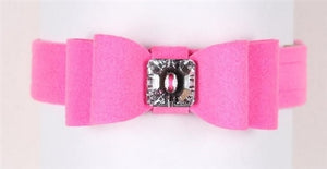 Susan Lanci Really Big Bow Ultrasuede Collars in Many Colors - Posh Puppy Boutique