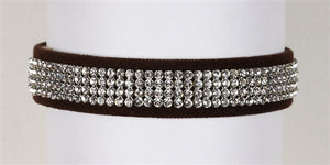 Susan Lanci Crystal 4 Row Giltmore 5/8" Ultrasuede Collars in Many Colors - Posh Puppy Boutique