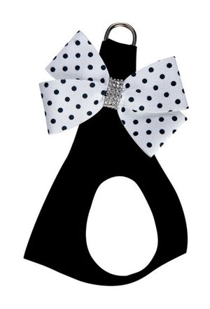 Susan Lanci Polka Dot Nouveau Bow Step In Black Harness - Posh Puppy Boutique