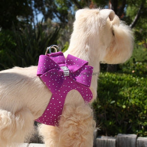 Susan Lanci Silver Stardust with Nouveau Bow Step-In Harness- Many Colors - Posh Puppy Boutique