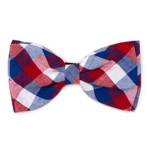 Check Bow Tie Red, White and Blue - Posh Puppy Boutique