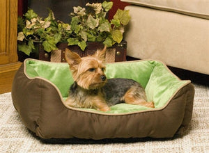 Self-Warming Lounge Sleeper in Mocha-Green - Posh Puppy Boutique