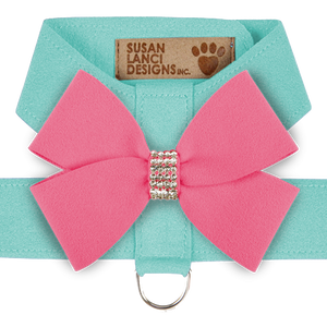 Susan Lanci Tinkie Harness in Tiffi Blue with Perfect Pink Nouveau Bow