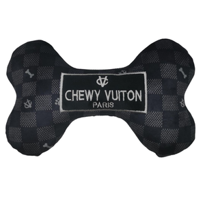 Black Checker Chewy Vuiton Bone Plush Toy