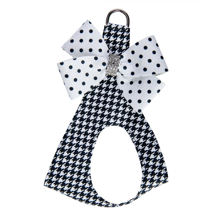 Susan Lanci Black & White Polka Dot Nouveau Bow Step In-Houndstooth Harness