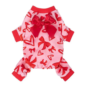 Heart Bow Dog Pajamas