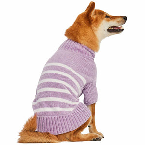 Chenille Classy Striped Sweater in Lavender