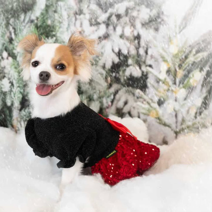 Puff Sleeves Sequin Dog Dress