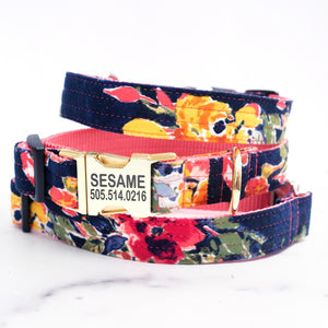 'Maizie' Floral Flannel Dog Collar