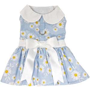 Blue Daisy Harness Dress with Matching Leash