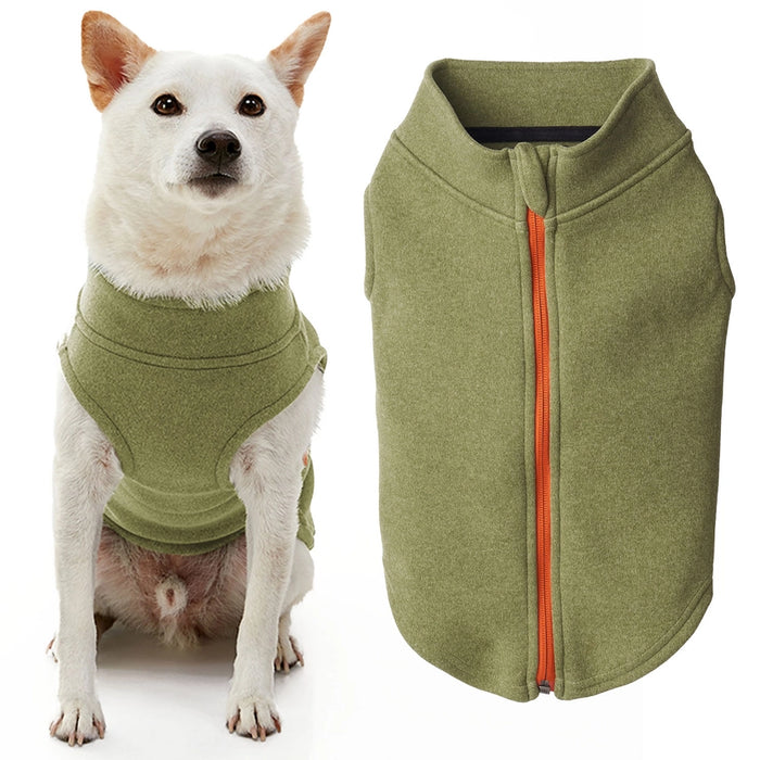 Zip Up Microfiber Fleece in Green