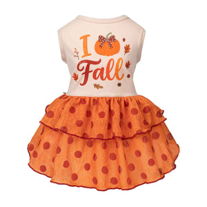 Polka Dot I Love Fall Dog Dress