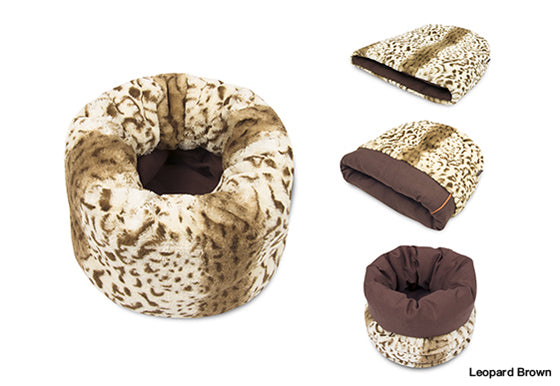 Snuggle Bed in Leopard Brown