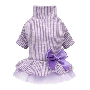 Turtleneck Knitted Dog Tulle Dress in Lavender