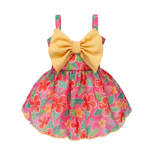 Yellow Bow Floral Dog Dress