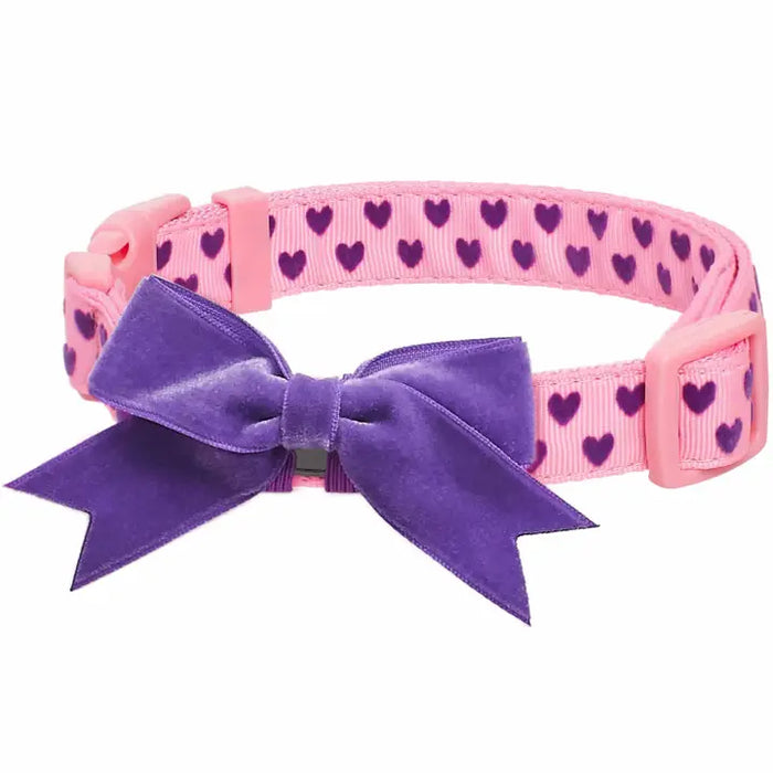 Velvety Heart Flocking Dog Collar in Light Pink