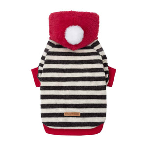 Striped Pom Pom Dog Hoodie