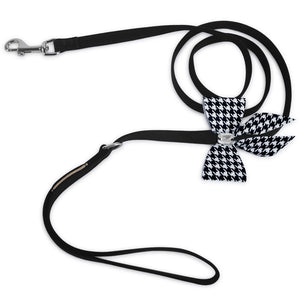 Susan Lanci Black & White Houndstooth Double Tail Bow Tinkie Harness