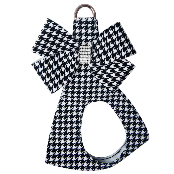 Susan Lanci Black & White Houndstooth Nouveau Bow Step In Harness